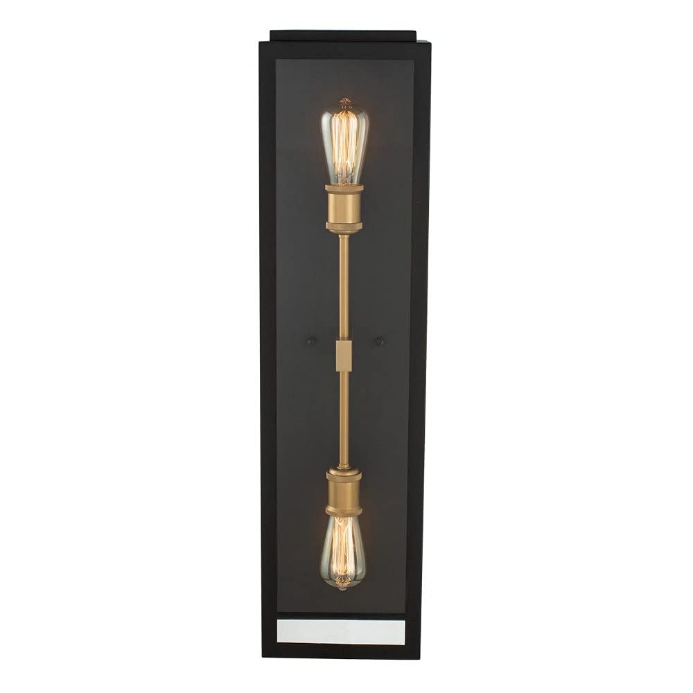 Kalco Lighting Ashland 8 Inch Matte Black and Gold Wall Sconce - Modern Stainless Steel Medium Wall Light Fixture for Bedroom, Living Room, and Hallway Decor