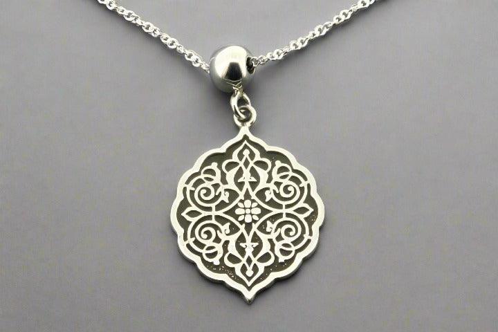 Intricate Mandala Shield Pendant Necklace - Sterling Silver Jewelry for Meditation, Yoga & Spiritual Protection