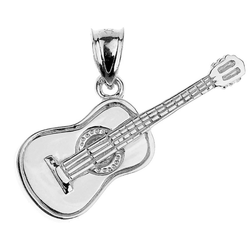 925 Sterling Silver Acoustic Guitar Charm Pendant Necklace for Women - Elegant Musical Jewelry Gift for Musicians, Guitar Lovers & Music Teachers - Perfect for Concerts, Birthdays & Anniversaries