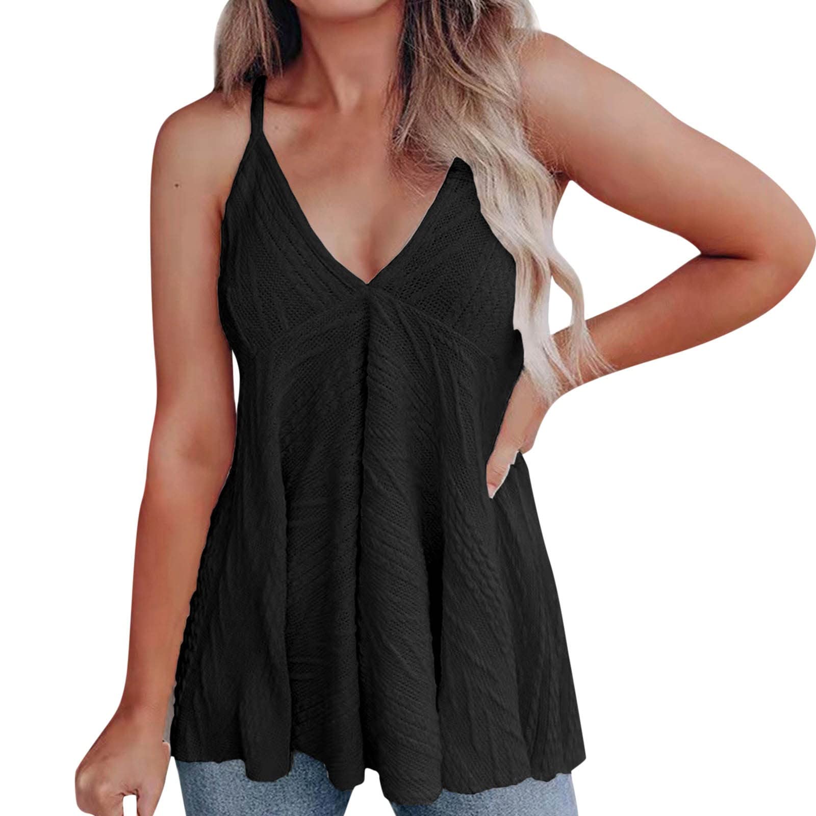 Women's Casual Cotton V-Neck Sleeveless Tank Top - Loose Fit Solid Color Knit Vest Shirt for Summer, Layering, and Everyday Wear