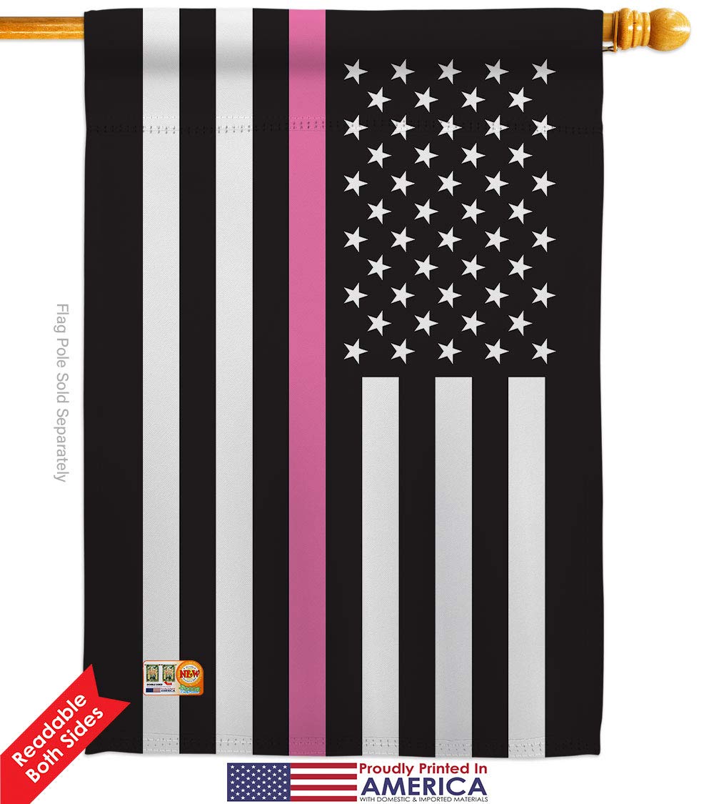 Thin Pink Line Garden House Flags Set - Breast Cancer Awareness, Autism Support, BLM Inspirational Yard Banner - Double-Sided 28x40 Inch Made in USA - Perfect for Front Yard Decor, Backyard Displays & Awareness Campaigns