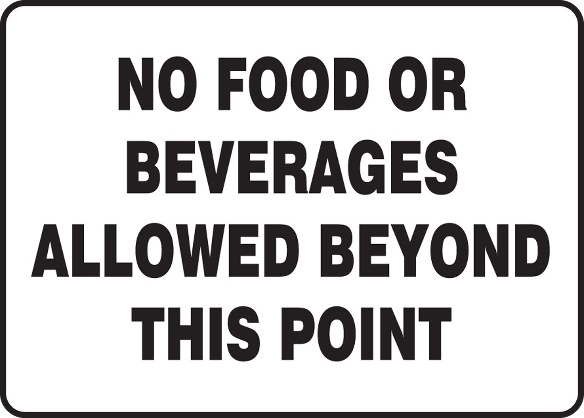 No Food or Beverages Allowed Beyond This Point Sign - Durable Warning Sign for Restaurants, Kitchens, and Food Safety Areas - Perfect for Commercial Spaces and Health Code Compliance