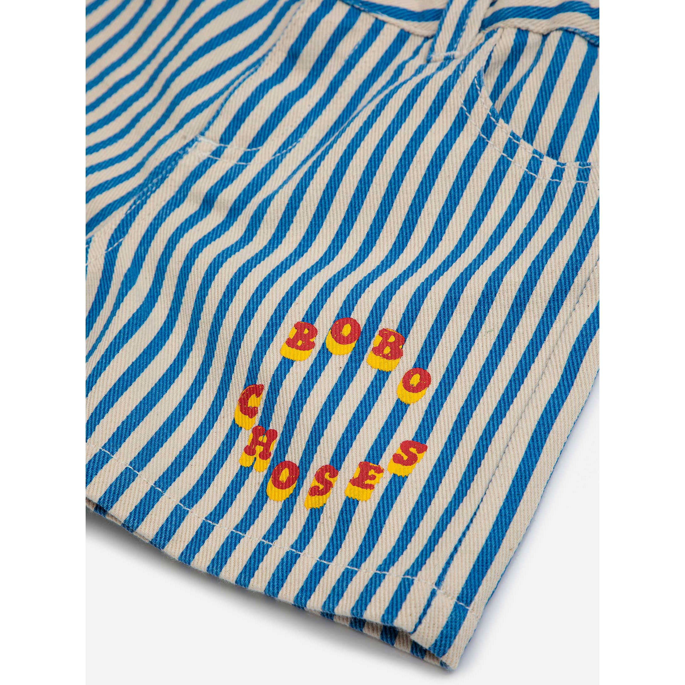 Bobo Choses Blue Striped Woven Shorts for Women - Comfortable Summer Casual Shorts for Beach, Travel and Everyday Wear