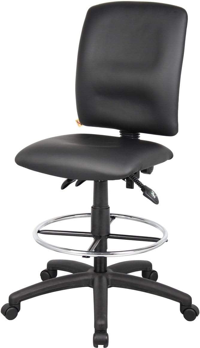 Boss Multi-Function LeatherPlus Drafting Stool [B1645] - Adjustable Height Office Chair for Architects, Artists & Home Office Use