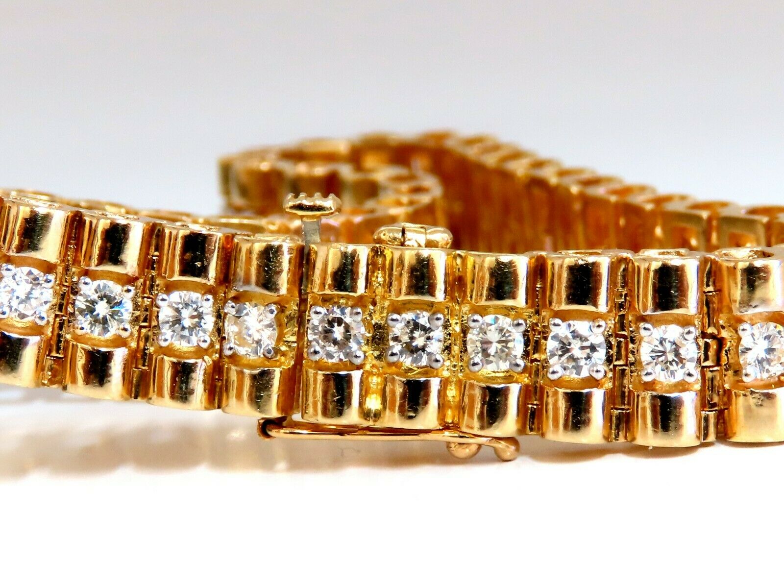 3.30 Carat Natural Round Diamond Tubular Wide Bracelet - 14K Gold (9.4mm) for Women's Luxury Jewelry & Special Occasion Gifts