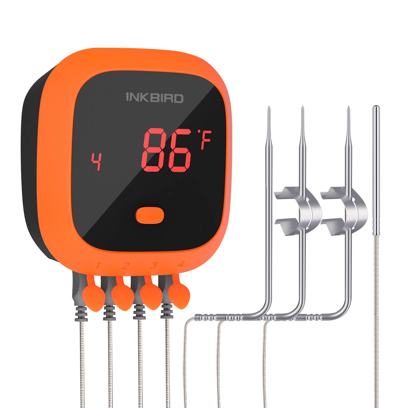 Inkbird IBT-4XC 150FT Waterproof Bluetooth Meat Thermometer with 4 Probes, Magnet, Timer & Alarm | Wireless Digital BBQ Grill Thermometer for Cooking, Smoking, Grilling | Perfect for Kitchen, Oven, Smoker & Outdoor BBQ Parties