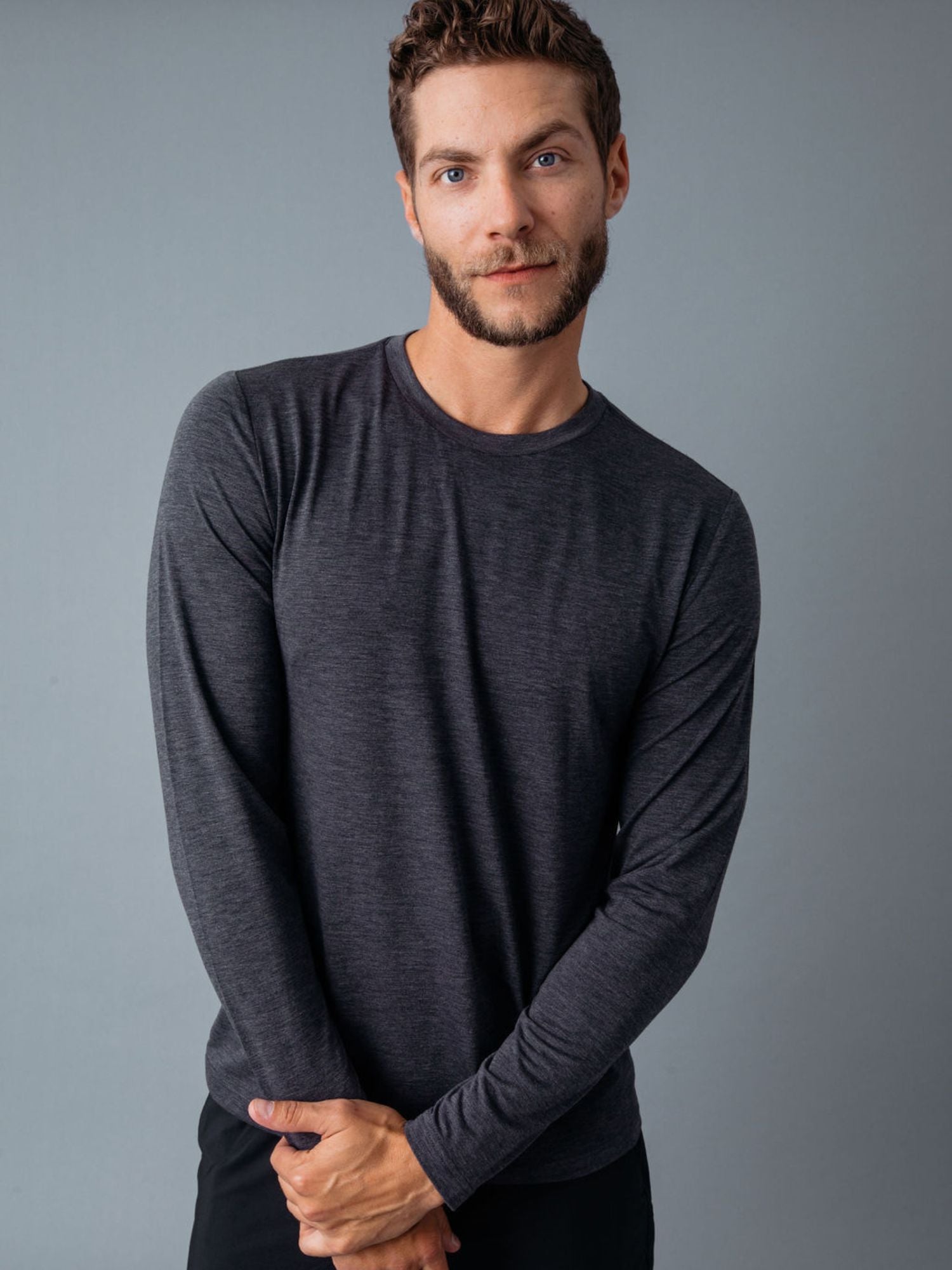 Premium Charcoal Performance Long Sleeve Crew Neck Shirt for Men & Women - Moisture Wicking, Breathable Workout & Outdoor Activities