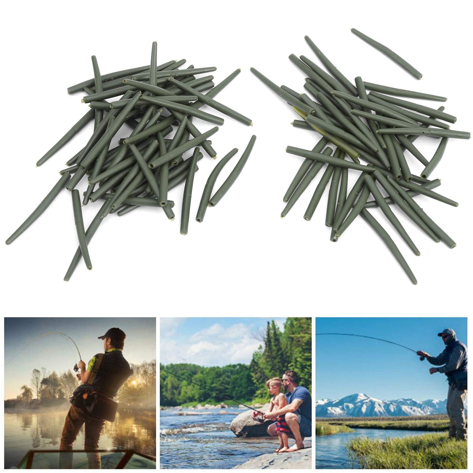 100Pcs Anti-Tangle Fishing Sleeves - Durable Rubber Fishing Line Protectors for Anglers | Perfect for Freshwater & Saltwater Fishing, Boat Trips, and Outdoor Adventures