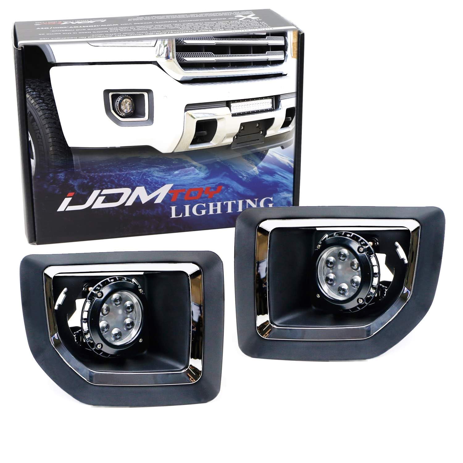 Super Bright 30W LED Fog Lights for 2015-2019 GMC Sierra 2500HD/3500HD - High Power Projector Lens with Fog Bezel Covers, Relay Wires & On/Off Switch | Enhanced Visibility for Off-Road, Night Driving & Inclement Weather Conditions