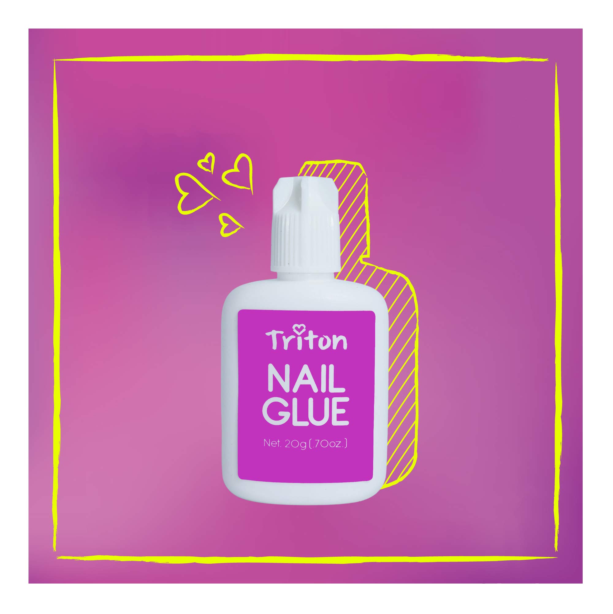TRITON Professional Ultra Quick Nail Glue - Strong Adhesive for Acrylic & Press On Nails - 20g Nail Art Accessories for Salon, Home & Travel Beauty - Perfect for Manicures, Nail Extensions & DIY Nail Designs