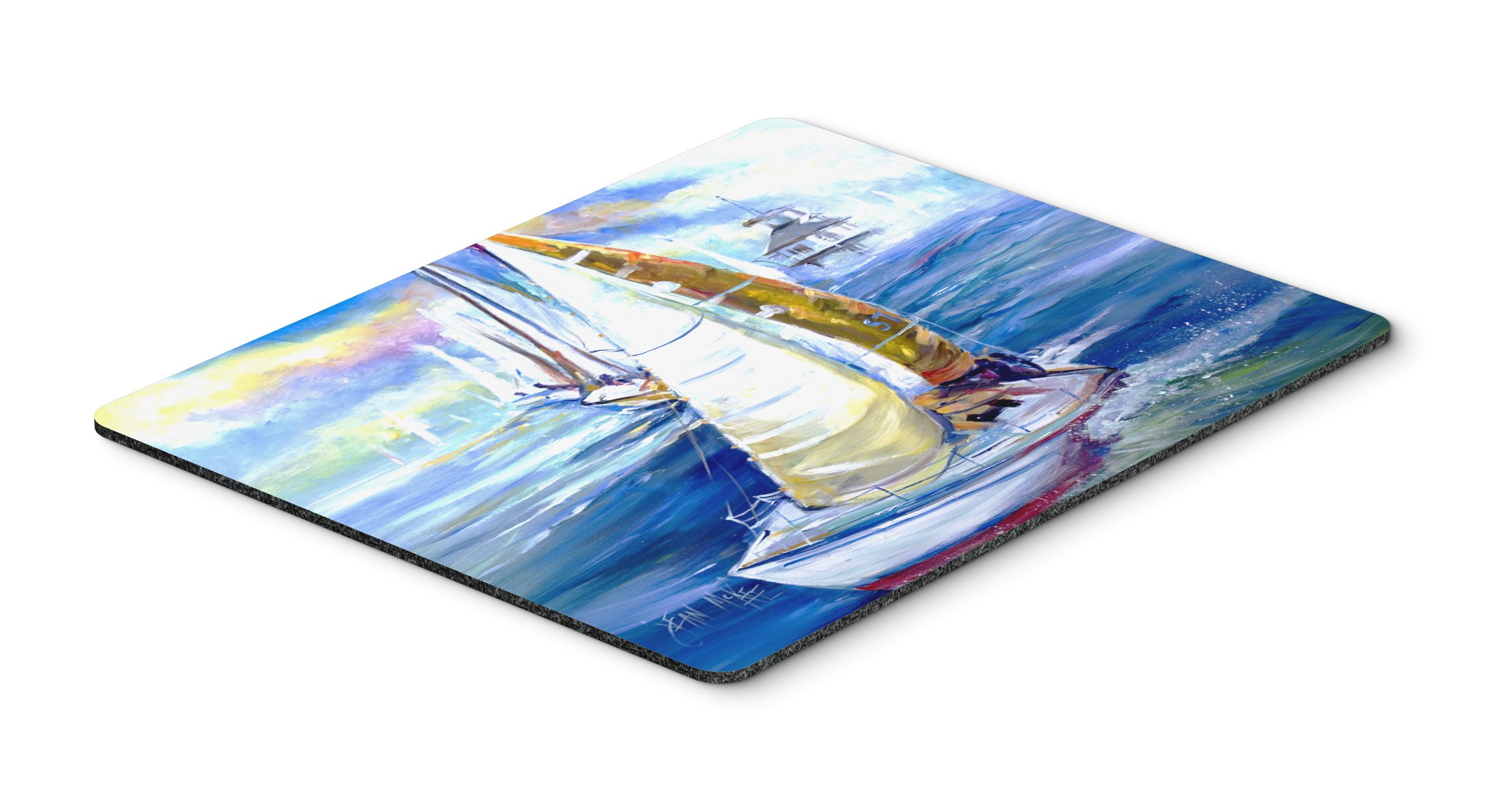 JMK1073MP Sailboats Mouse Pad - Large Washable Non-Slip Desk Mat for Computer, Laptop, Gaming & Office Use | Perfect Hot Pad & Trivet for Kitchen | Nautical Home Decor