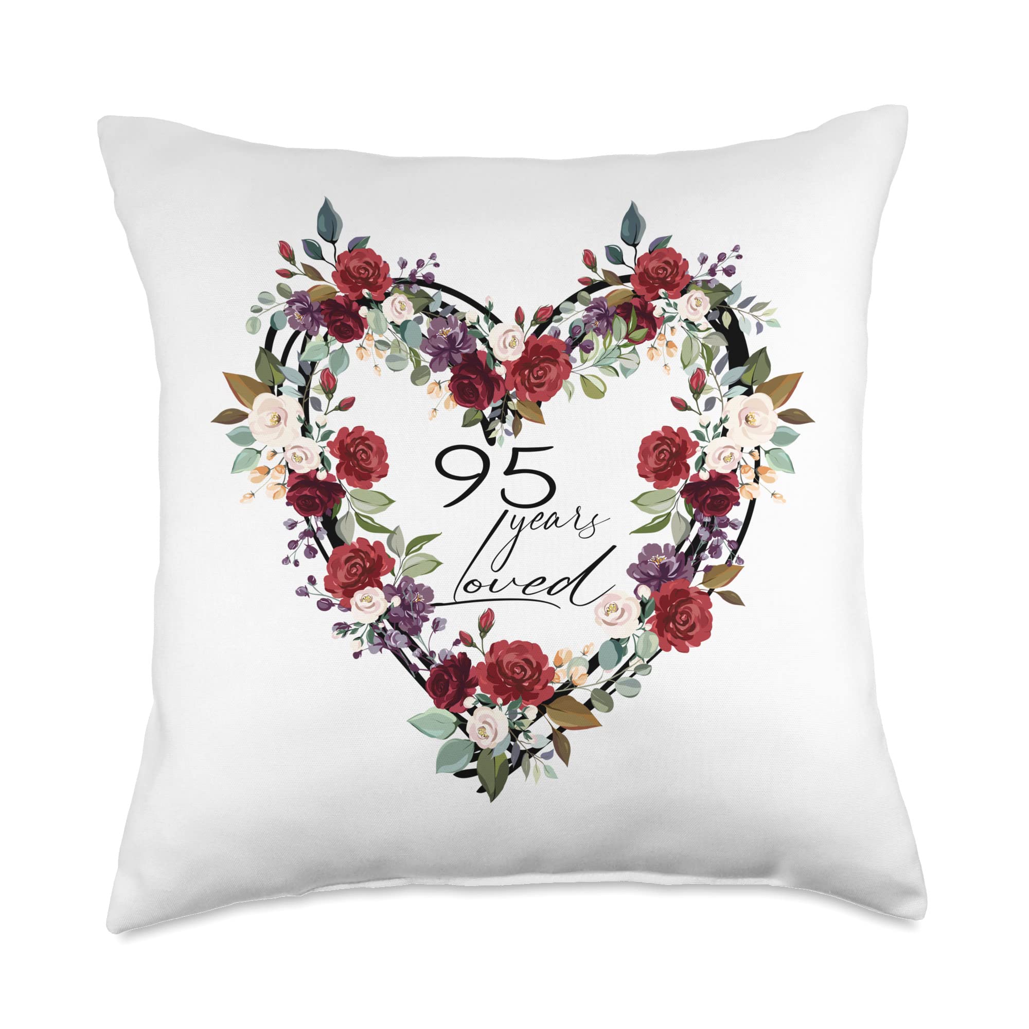 95th Birthday Gifts for Women - 18x18 Inch Multicolor Throw Pillow with '95 Years Loved' Design - Perfect for Grandma's Milestone Celebration, Home Decor & Cozy Living Room Accent