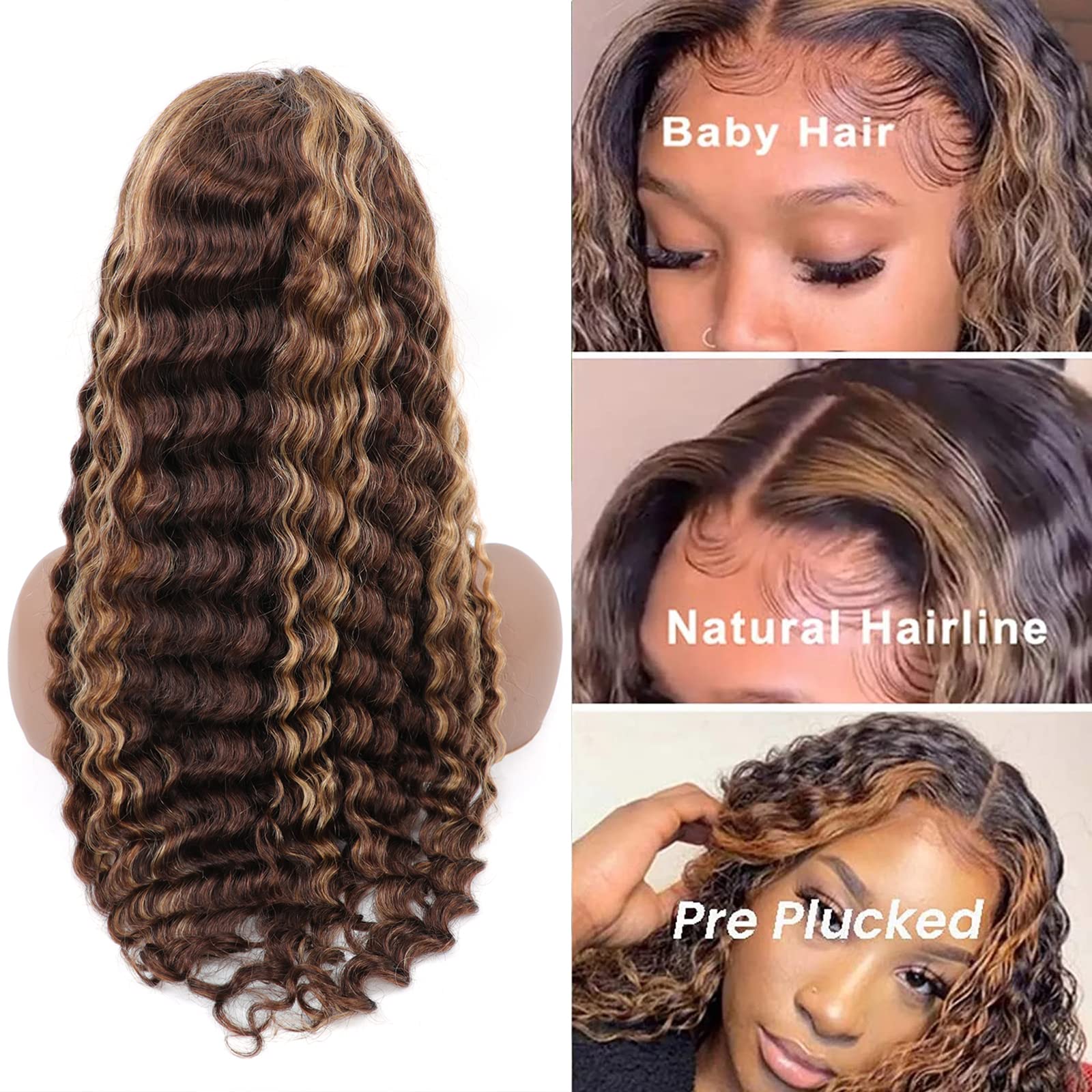 ISEE 32 Inch Transparent Lace Front Wigs Human Hair - 150% Density Deep Wave & Curly 13x4 Lace Frontal Wig for Black Women (Pre-Plucked with Baby Hair) | Perfect for Daily Wear, Special Occasions & Protective Styling