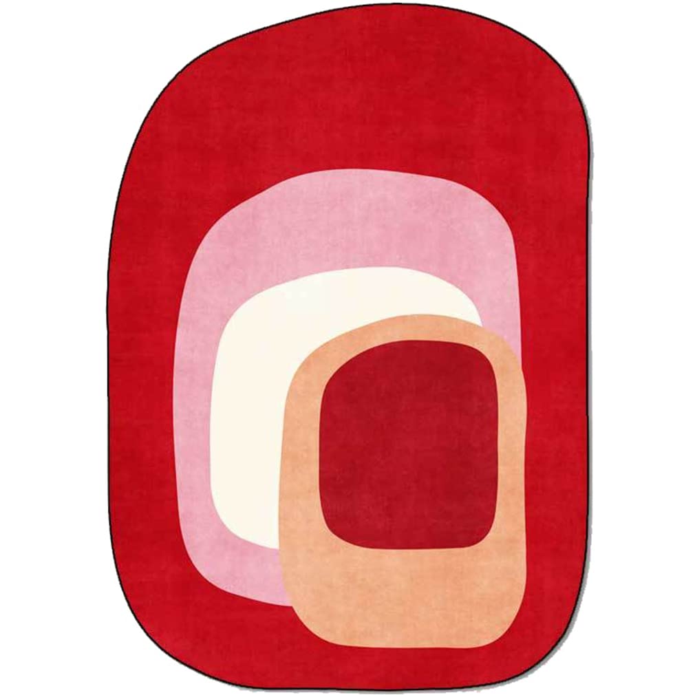 Modern Irregular Geometric Patchwork Ombre Area Rug - Non-Slip Indoor/Outdoor Carpet for Farmhouse, Bedroom, Living Room, Kitchen Runner & Bathroom Mat (2'x9', Red) - Perfect for Boho Decor, Entryway & Courtyard Floor Covering