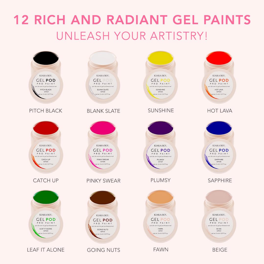 KIARA SKY Professional Nail Gel Polish Set - 12 Vibrant Colors for Salon-Quality Nail Art | Long-Lasting Gel Paint for Manicures, Pedicures & DIY Nail Designs at Home