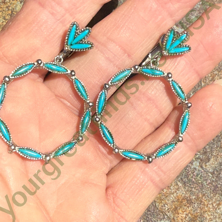 Vintage Style Faux Turquoise Southwestern Hoop Earrings for Women - Handmade Native American Inspired Jewelry for Boho, Festival & Everyday Wear