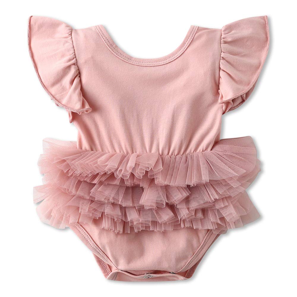 Baby Girl Christmas Outfit - Lace Ruffle Romper Sleeveless Backless Infant Dress | Holiday Photo Shoot & Party Wear