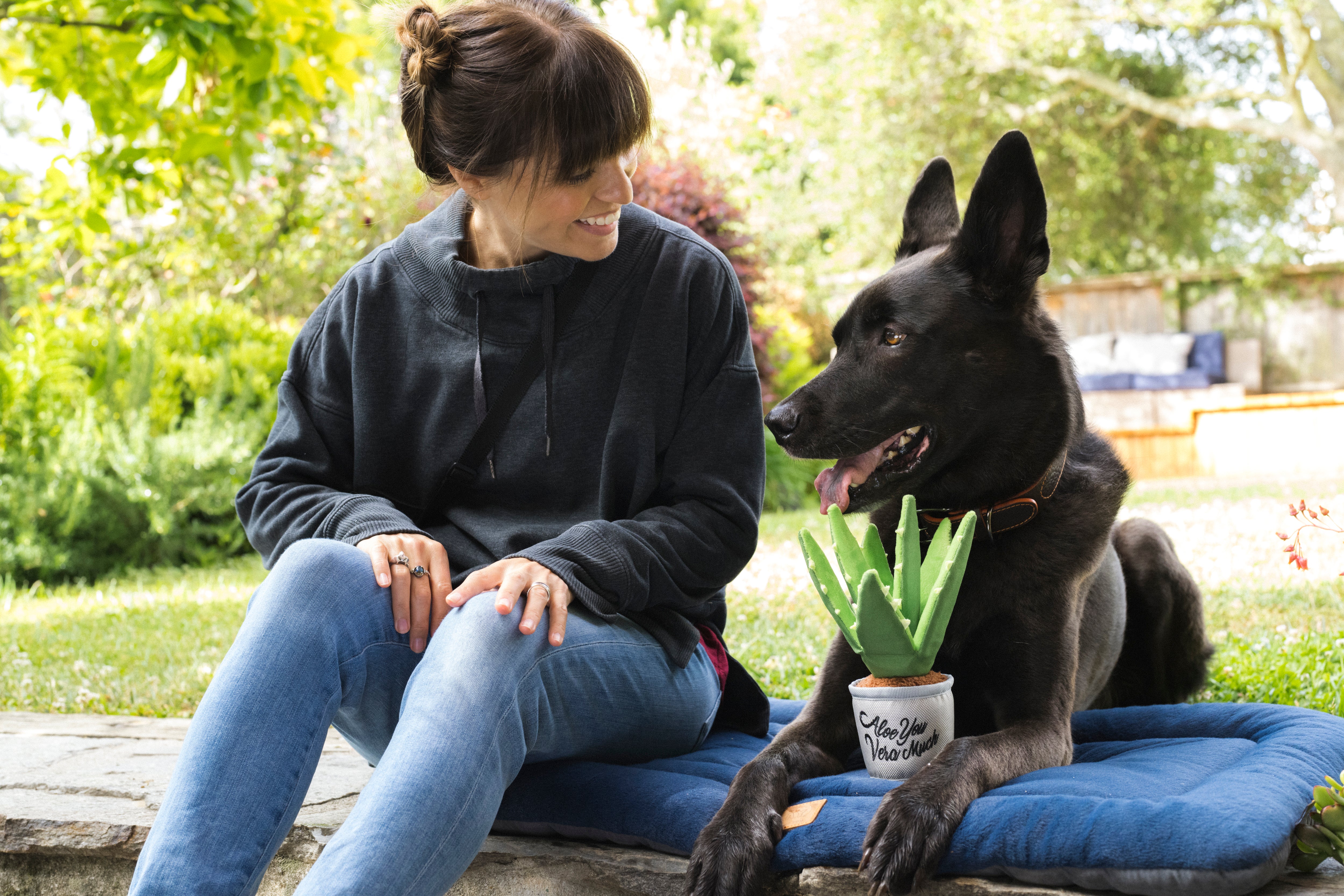 La Planta Aloe ve You Dog Plush Toy - Blooming Buddies™ Chew-Resistant Squeaky Stuffed Animal for Puppies & Dogs | Pet P.L.A.Y. | Perfect for Indoor Play, Training Rewards & Anxiety Relief