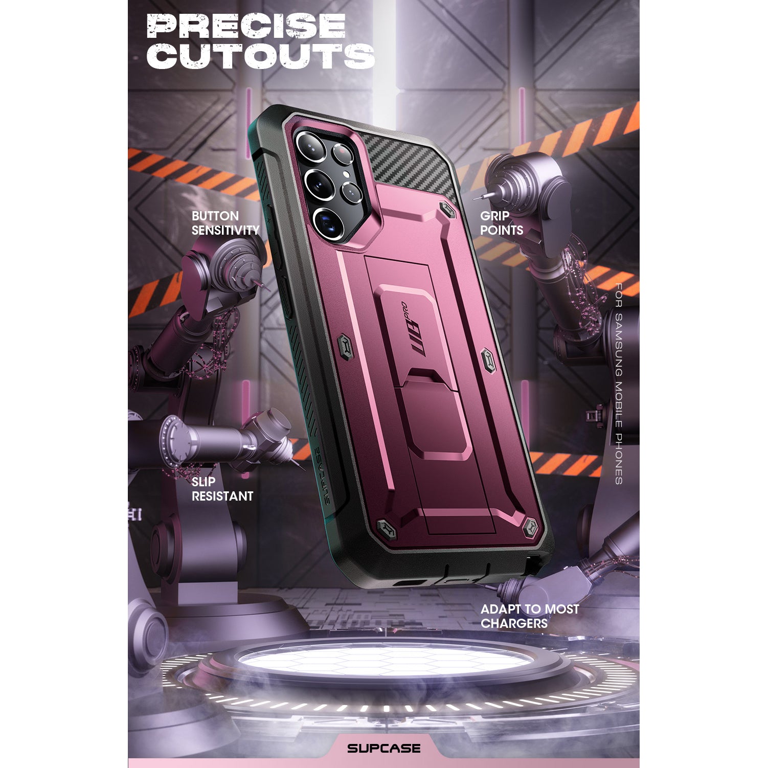 Samsung Galaxy S22 Ultra Unicorn Beetle PRO Case - Heavy Duty Rugged Protection, Burgundy Red | Shockproof, Drop Proof Cover for Outdoor, Work & Travel