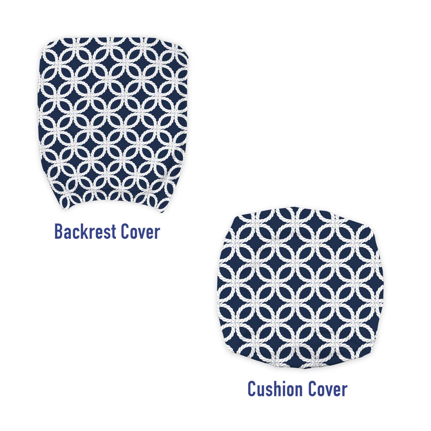 Ambesonne Navy Blue Office Chair Slipcover - Geometric Ocean Travel Pattern Stretch Fabric Cover, Standard Size (Dark Blue & White) - Perfect for Home Office, Gaming Chair, or Dining Room Seat Protection