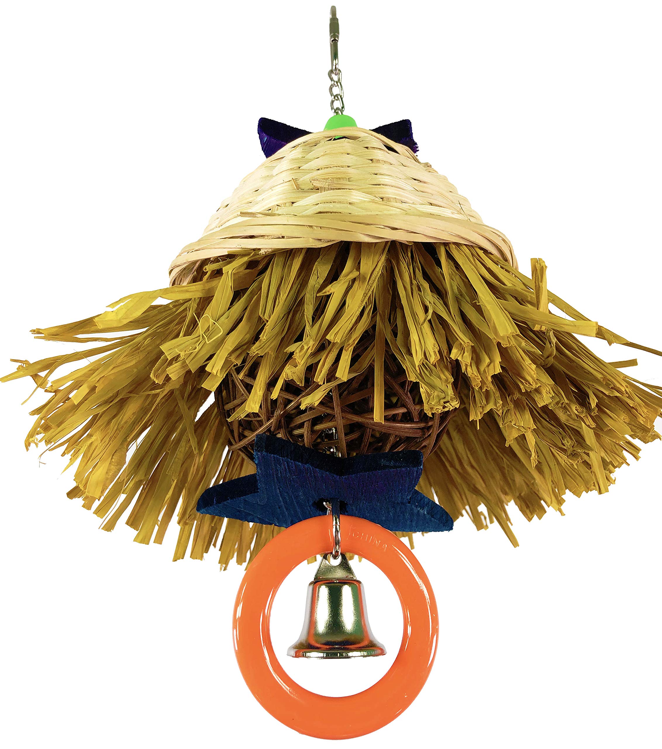 Bonka Bird Toys 1892 Scarecrow Parrot Toy - Handmade in USA - Cage Accessories for Cockatiels & Parakeets - Perfect for Foraging & Shredding Fun