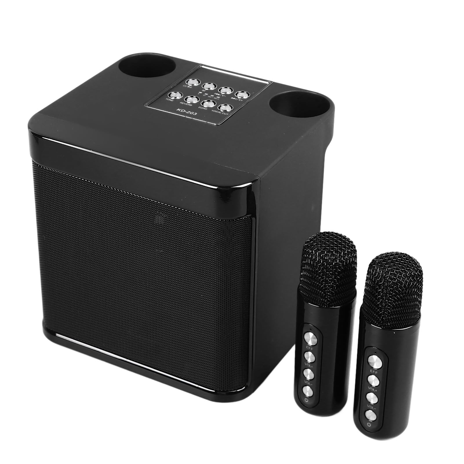 Portable Bluetooth Karaoke Machine with 2 Wireless Microphones - Mini Karaoke System for Adults & Kids, Supports TF Card/USB/AUX Input, Compatible with Smartphones & Tablets (Black) - Perfect for Home Parties, Travel & Family Gatherings