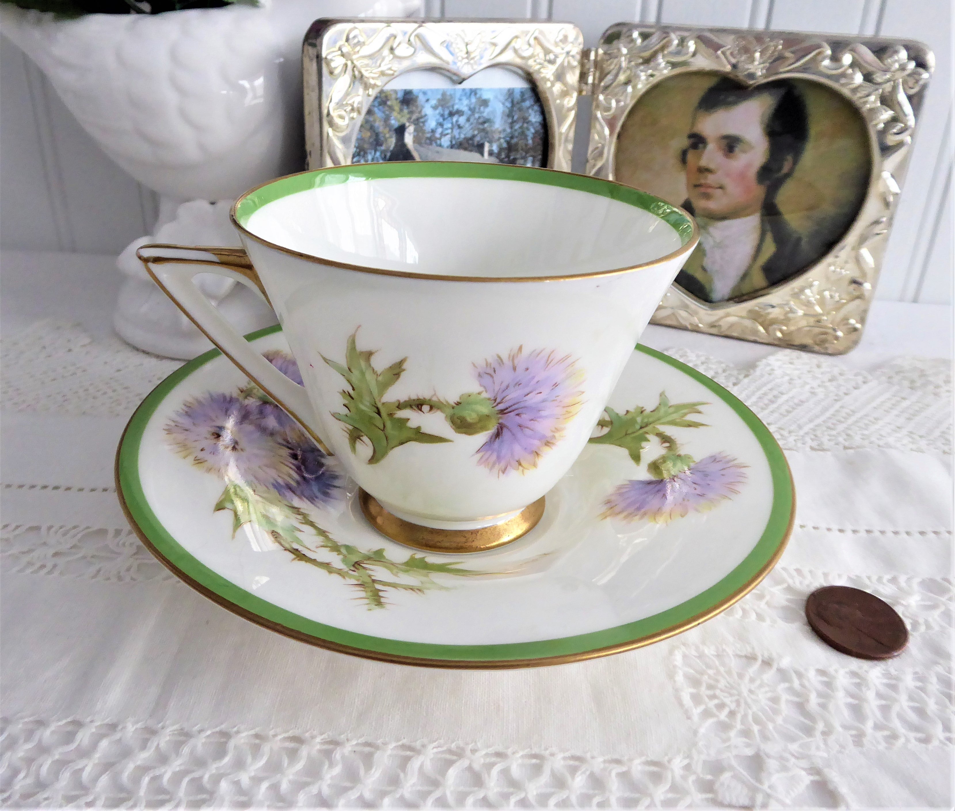 Vintage Royal Doulton Glamis Thistle Cup and Saucer Set - Hand-Painted 1930s Collectible Tea Cup with Queen Mum Association | Perfect for Afternoon Tea, Royal Memorabilia Collections & British Antique Displays