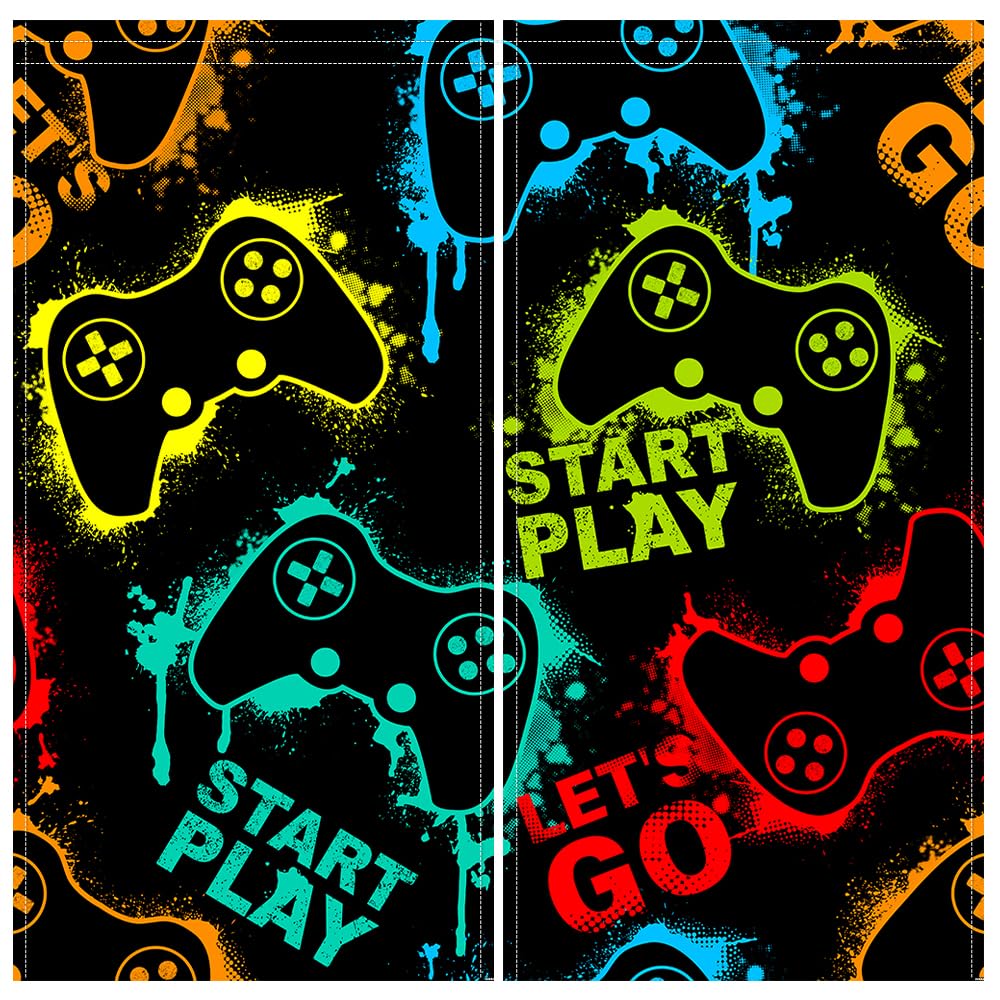 82x84 Inches Neon Game Controller Window Curtains for Gaming Room Decor - Modern Video Game Themed Blackout Drapes for Bedroom, Living Room & Teen Boys Room - 2 Panel Set for Ultimate Gaming Atmosphere