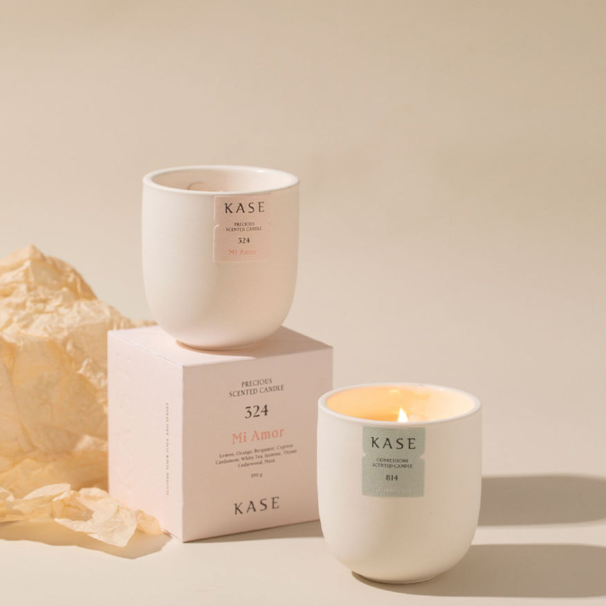 KASE Precious Scented Candle - Luxury Soy Wax Candles with Long Lasting Fragrance for Home, Spa & Romantic Ambiance