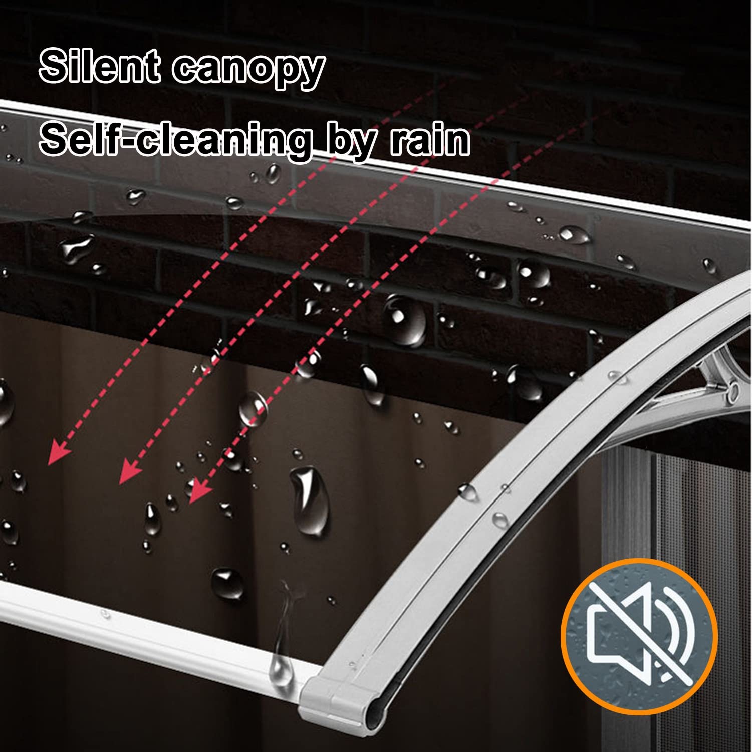 White 110x60cm Polycarbonate Front Door Canopy - Weatherproof Window Rain Shelter & Patio Porch Awning with Aluminum Bracket - Outdoor AC Cover for Rain & Snow Protection - Perfect for Home Entryway, Garden, and Window Protection