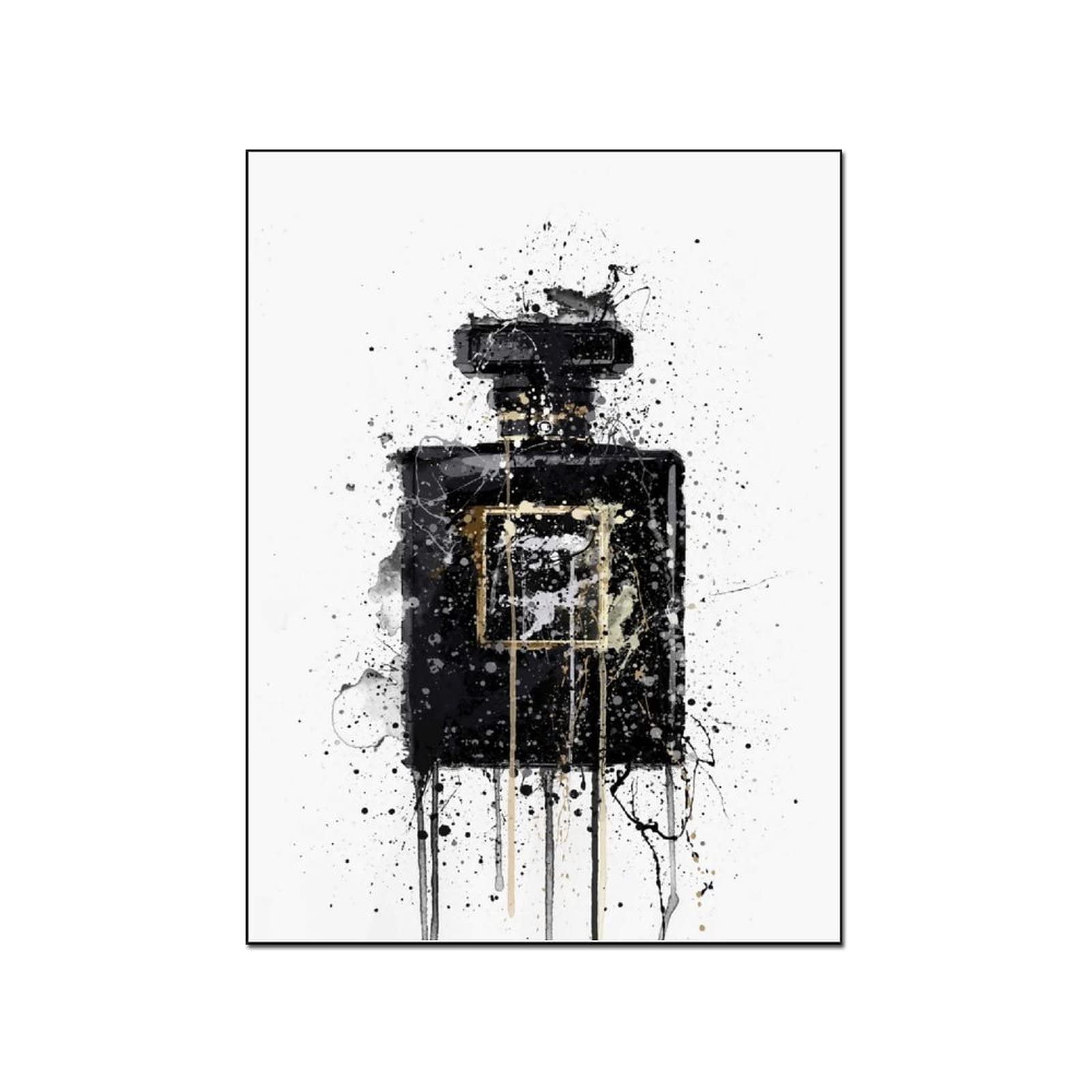 Modern Black Perfume Bottle Abstract Art Oil Painting Poster - 12x16 inch (30x40cm) Wall Decor for Living Room, Bedroom & Office - Perfect for Home Decoration & Gift Giving