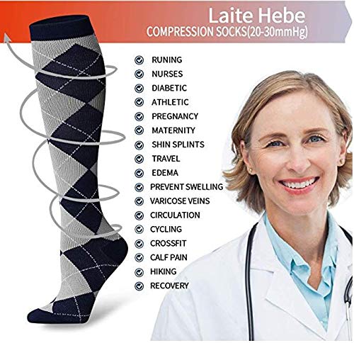 Best Compression Socks for Women & Men - Improved Blood Circulation & Support for Running, Sports, Nursing, Travel - Perfect for Athletes, Nurses & Frequent Flyers