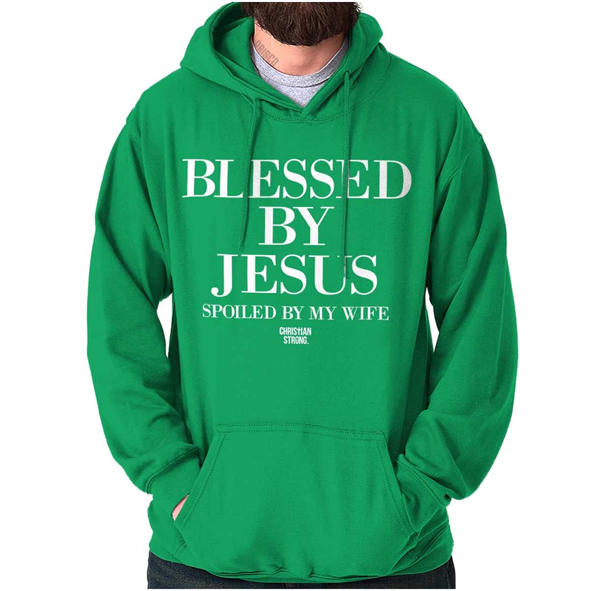 Christian Strong Blessed By Jesus Spoiled By Wife Hoodie Sweatshirt for Women & Men - Cozy Religious Apparel for Church, Bible Study & Daily Wear