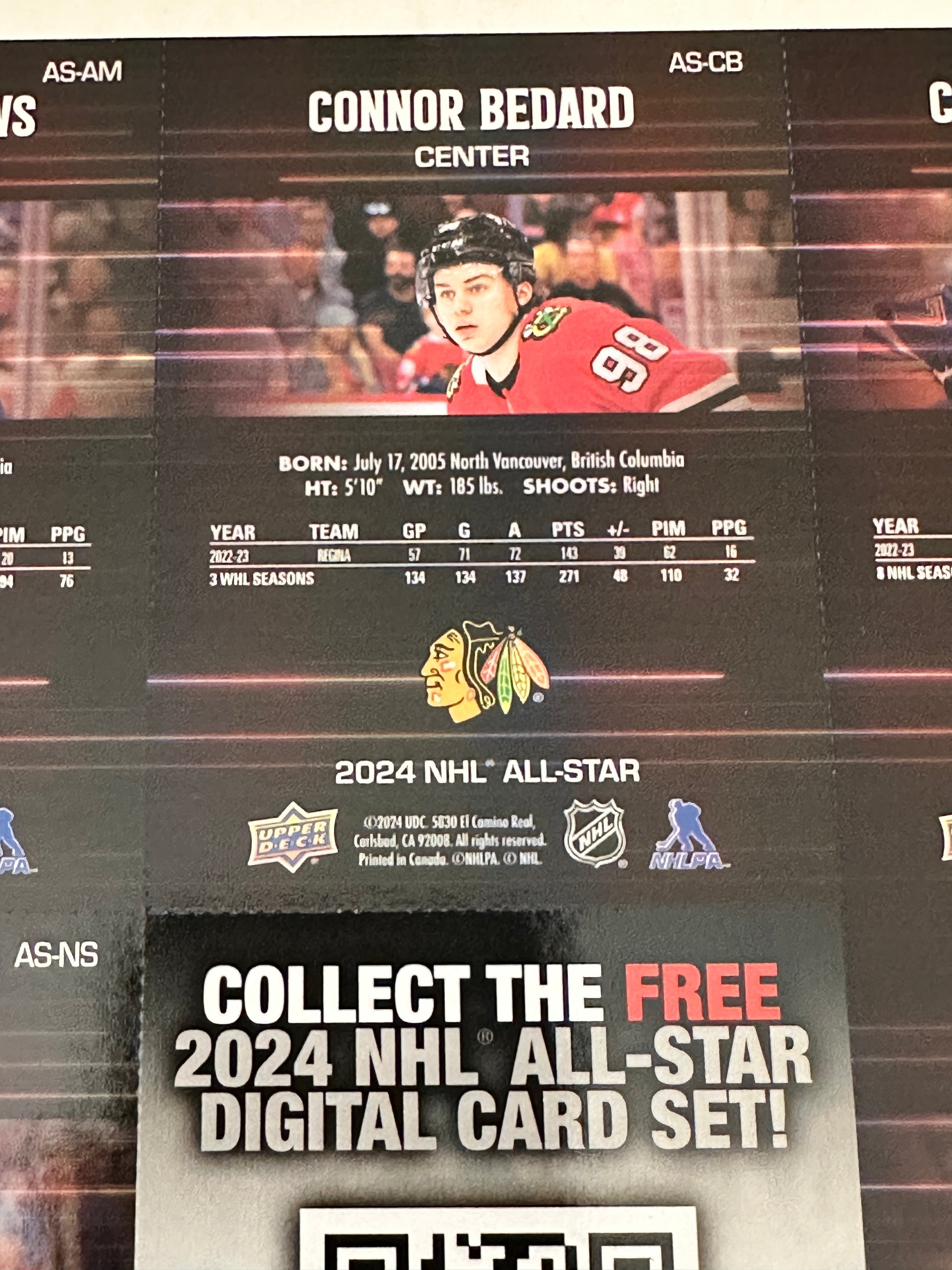 2024 Connor Bedard Upper Deck Rookie Hockey Card - All-Star Game Limited Edition Uncut Sheet - Perfect for Collectors, Investors & Hockey Fans - Display in Frames or Protect in Card Sleeves