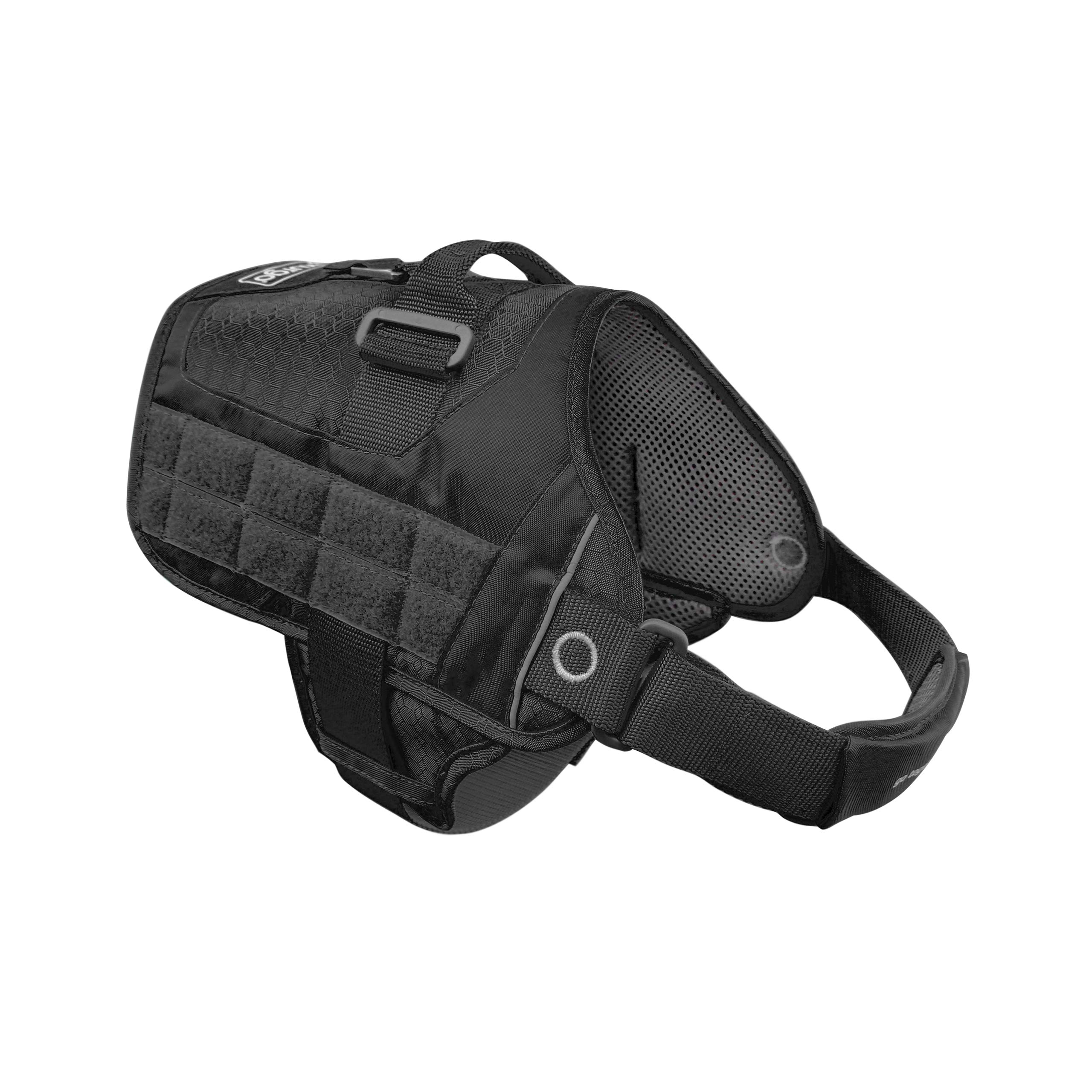 Kurgo MOLLE Clip Compatible Dog Harness - Adjustable Service Dog Training Vest for Small Medium Large & X-Large Dogs - Tactical MOLLE Vest with Padded Straps (Black) - Perfect for Outdoor Adventures, Hiking & Service Dog Training