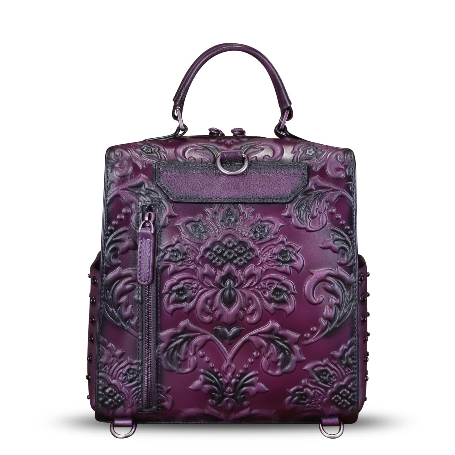 Genuine Leather Handbags for Women - Embossed Leather Backpack, Convertible Shoulder Bag & Satchel Purse - Perfect for Work, Travel & Everyday Use