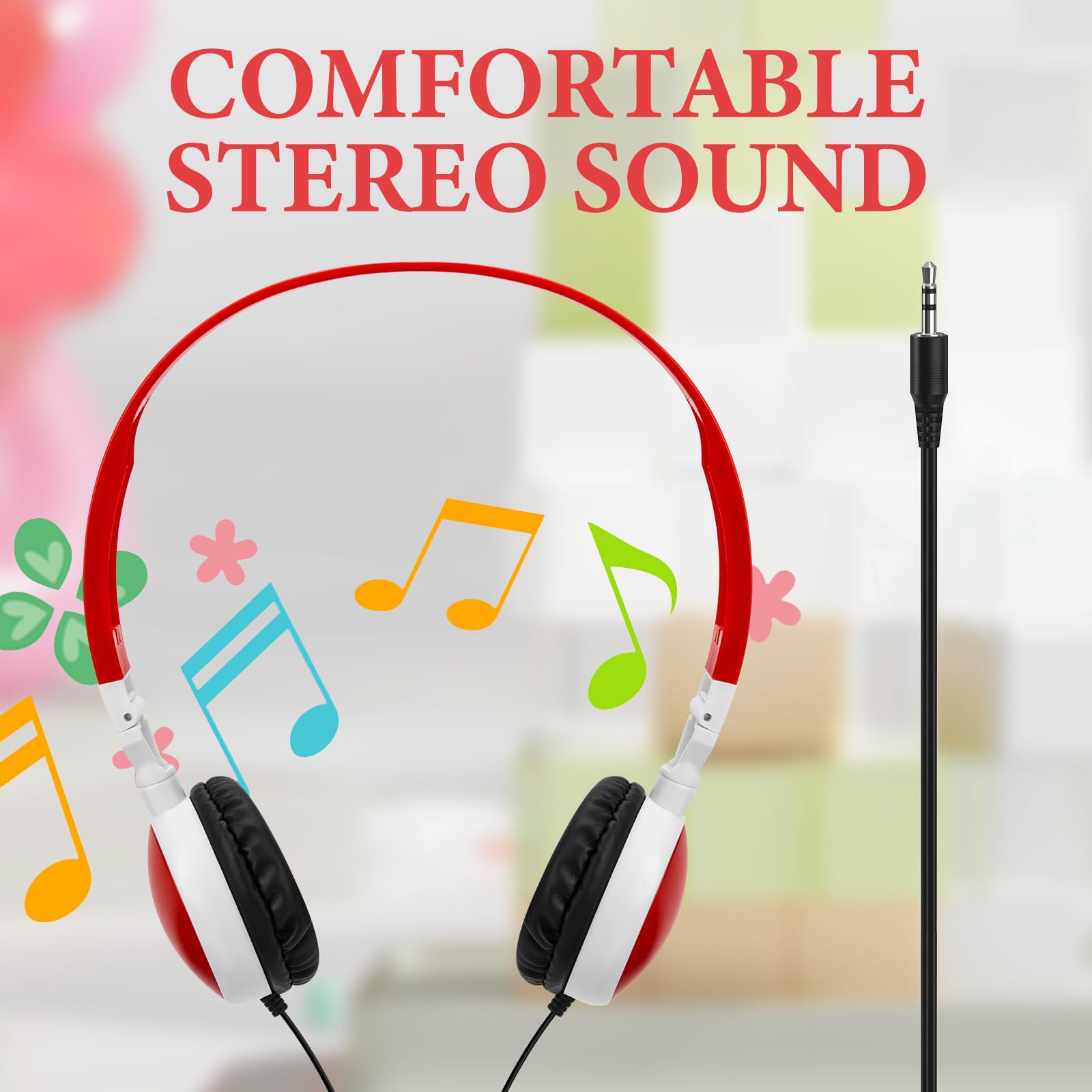 Geekria 24 Pack Adjustable On-Ear Wired Headphones for Kids - Bulk Classroom Headphones for School, Library & Computer Lab Use - Durable Student Headset for Learning & Online Classes
