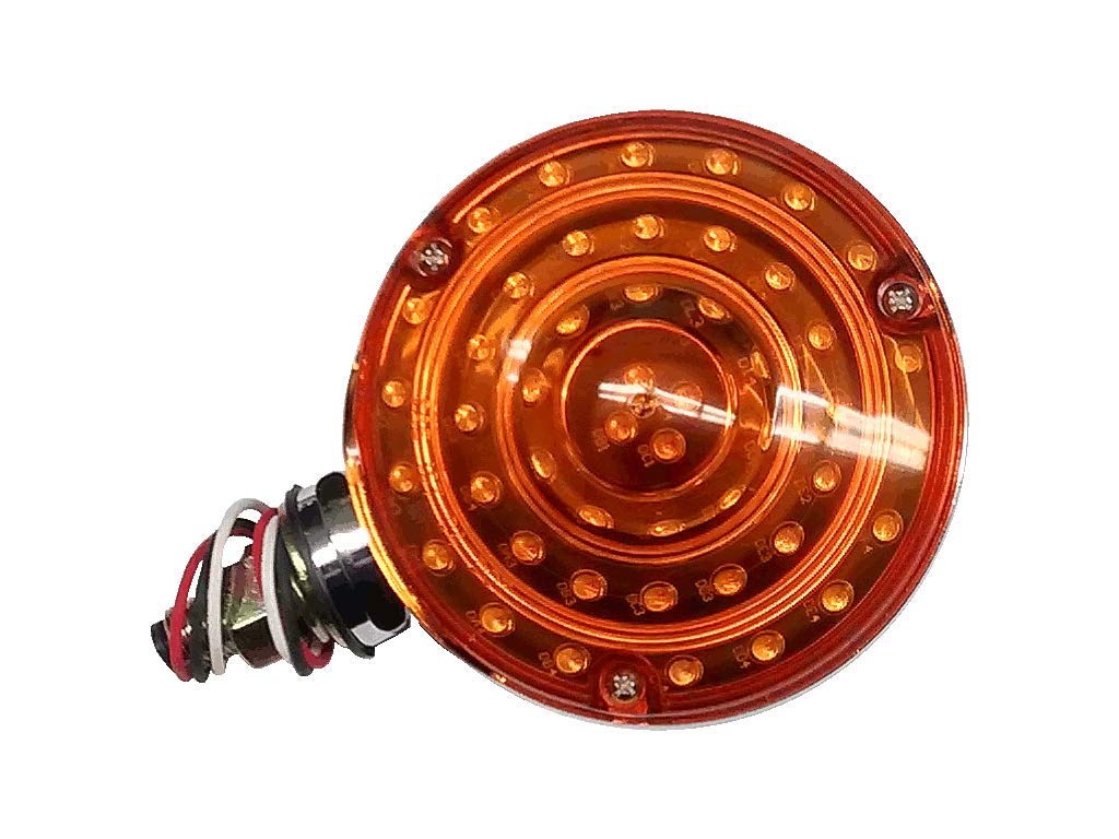 40/48 LED Round Double Face Pedestal Light - Red/Amber Single Post Light for Driveway, Walkway & Garden Landscape Lighting