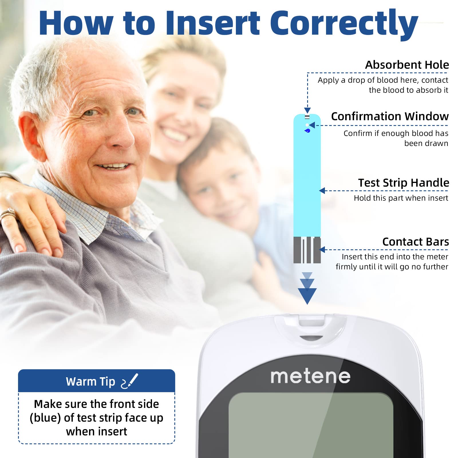 Metene TD 4116 Blood Glucose Test Strips - 300 Count Diabetic Testing Strips for Accurate Blood Sugar Monitoring | Compatible with Metene TD 4116 Glucose Meter (No Monitor Included) | Ideal for Daily Diabetes Management at Home or Travel