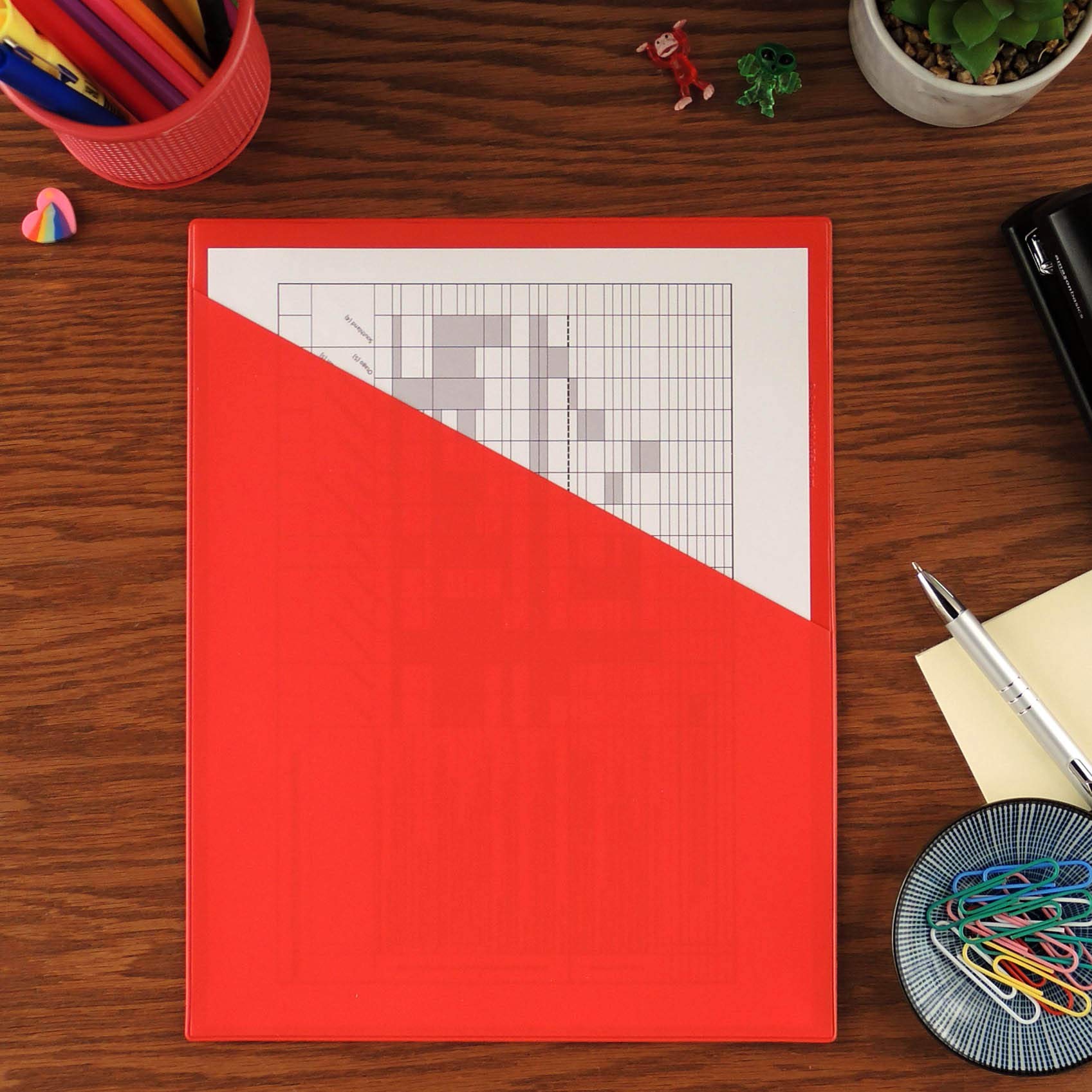 StoreSMART Slash File Jackets - 8.5 x 11 Inches - Open Short Side - Solid Front & Back - Red - 25-Pack - Perfect for Office Documents, School Papers & Filing Systems