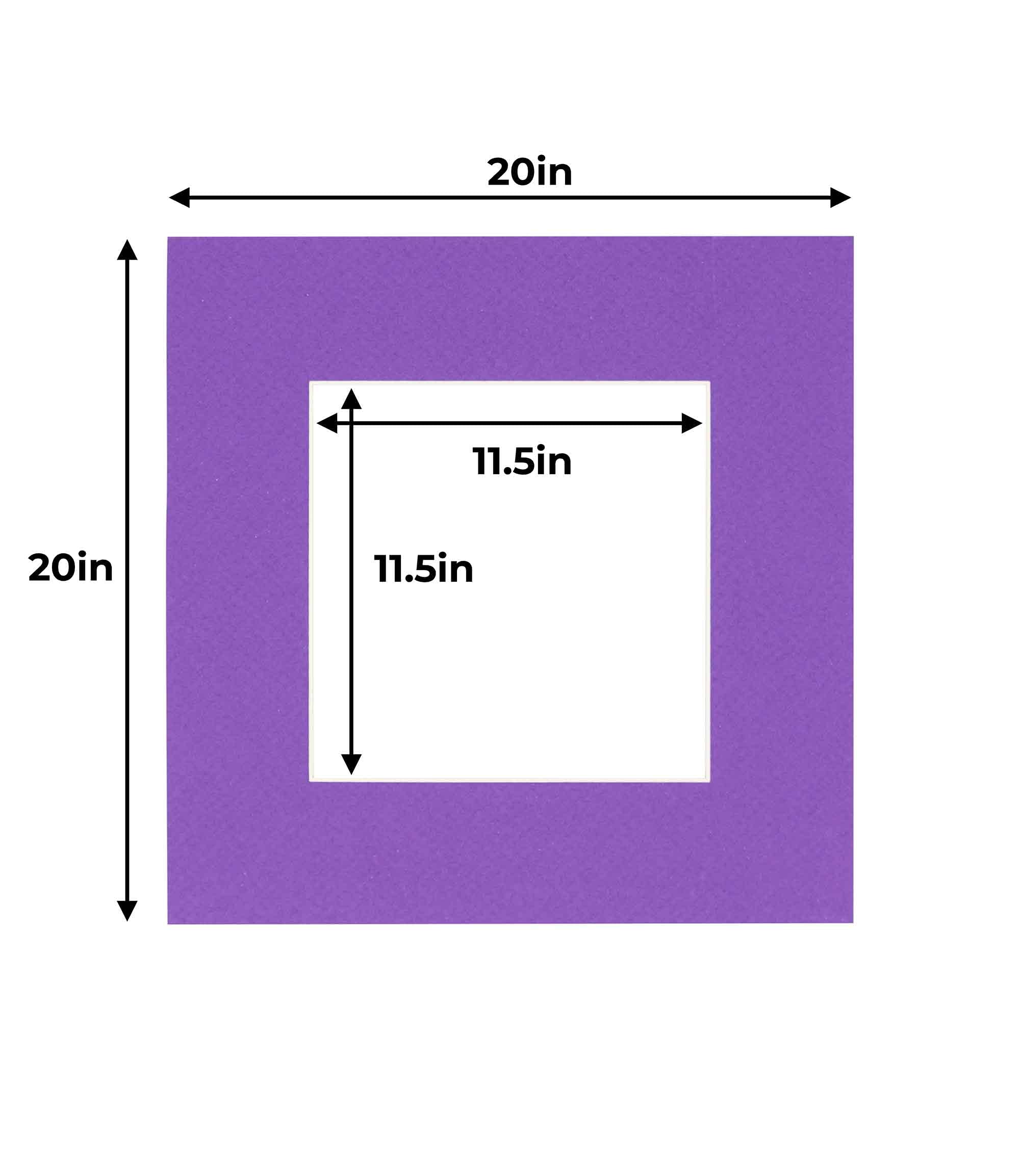 20x20 Inch Precut Purple Acid-Free Matboard for 12x12 Photos - Bevel Cut Picture Mats for Frames (Pack of 10) - Perfect for Scrapbooking, Art Displays & Photo Framing Projects