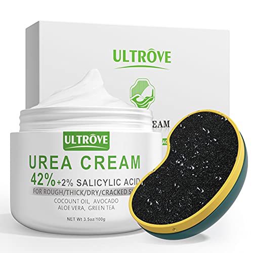 42% Urea Cream with 2% Salicylic Acid - Professional Callus & Dead Skin Remover for Feet - Deep Moisturizing & Repairing Treatment for Dry, Cracked Heels, Rough Elbows & Knees - Includes Foot File - 3.5oz - Perfect for Pedicures, Foot Care & Skin Softening at Home