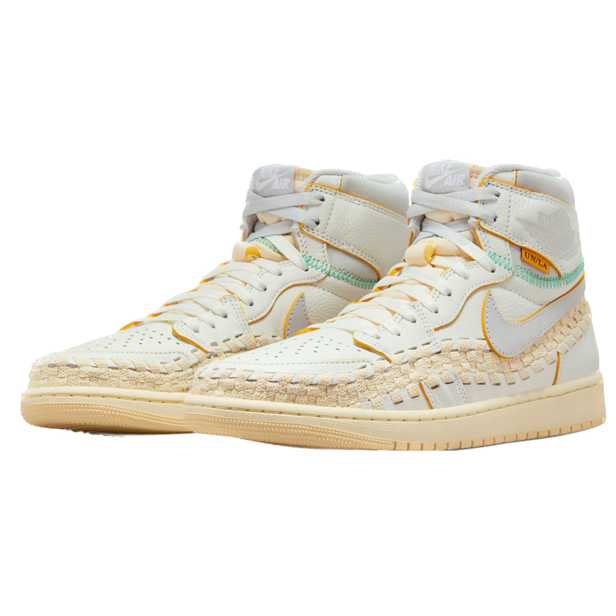 Jordan 1 Retro High OG SP Union LA Bephies Beauty Supply Sneakers - Summer of '96 Sail/Wolf Grey/Muslin/Pale Vanilla/Kinetic Green/University Gold - Perfect for Streetwear, Sneaker Collecting & Urban Fashion