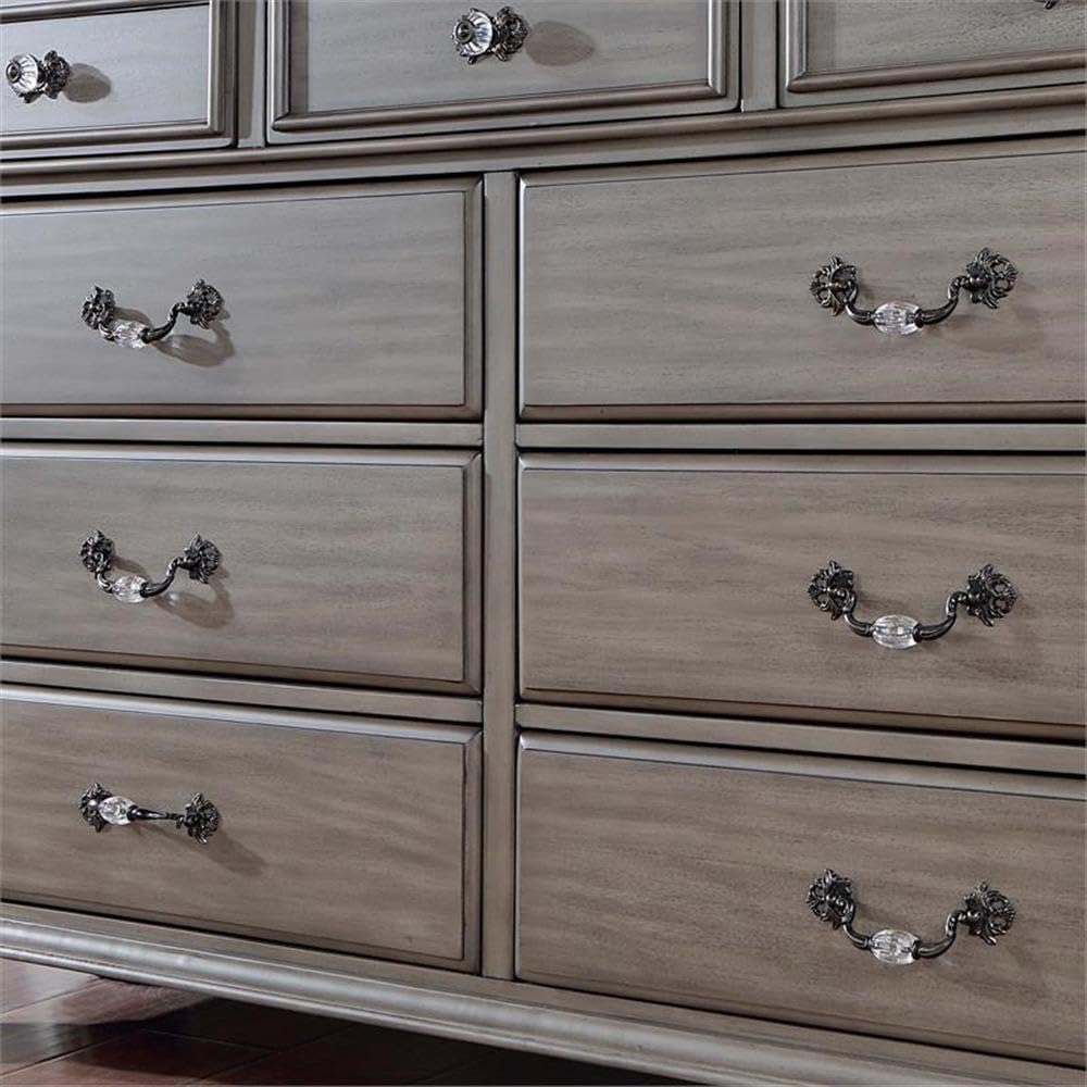 Furniture of America Damos Solid Wood 9-Drawer Dresser in Gray - Stylish Bedroom Storage for Clothes, Linens & Accessories - Perfect for Master Bedroom, Guest Room or Nursery Organization