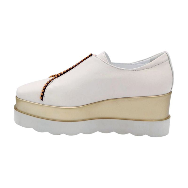 MARCO MOREO Women's White Platform Slip-On Sneakers - Comfortable Casual Shoes for Walking, Work & Everyday Wear | Fashion Slip On Loafers with Cushioned Sole (Style M781)