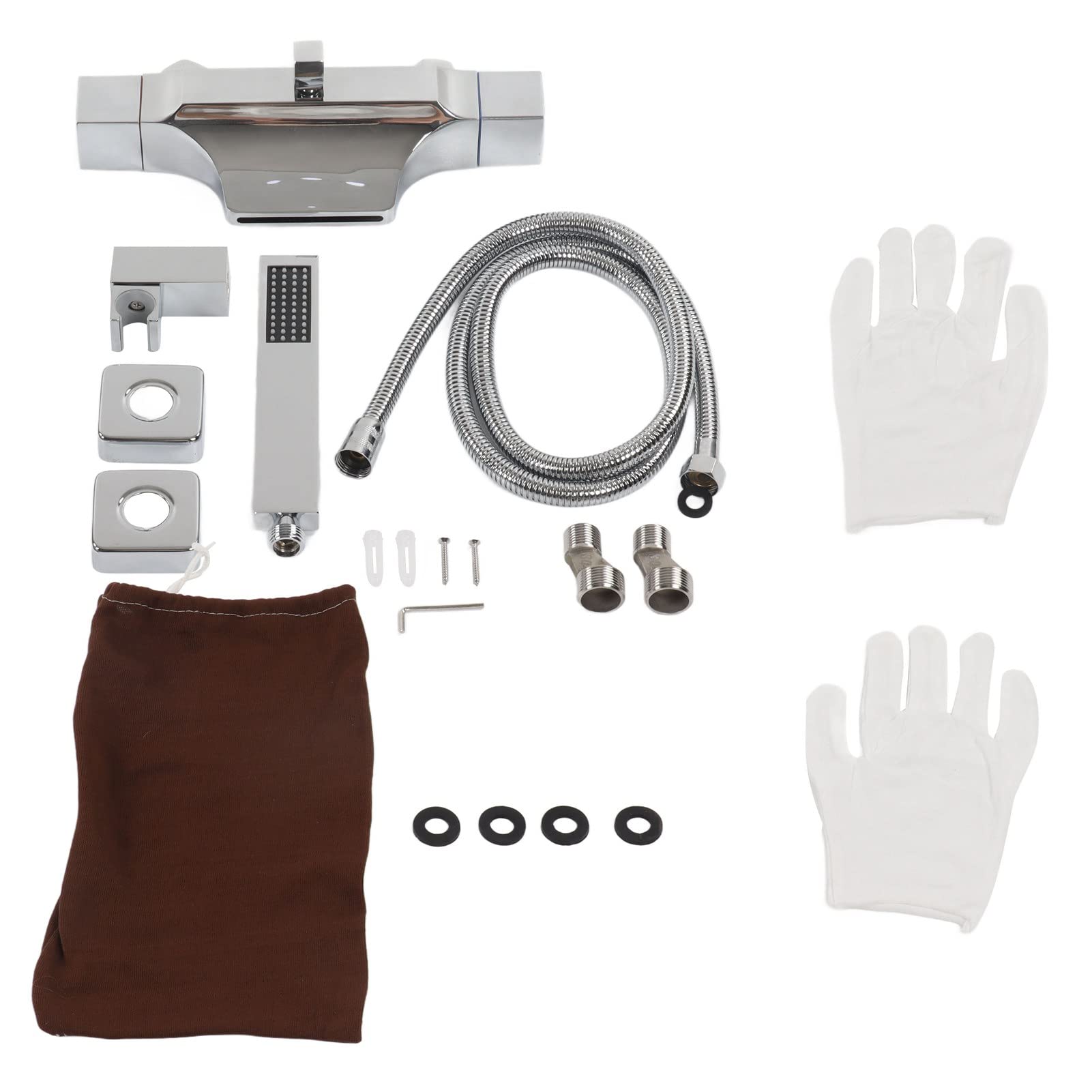 GLOGLOW Stainless Steel Shower and Tub Faucet Set with Waterfall Outlet - Explosion Proof Pressurized Hand Shower Head for Bathroom, Hotel & Spa - Perfect for Relaxing Showers and Luxurious Bath Experiences