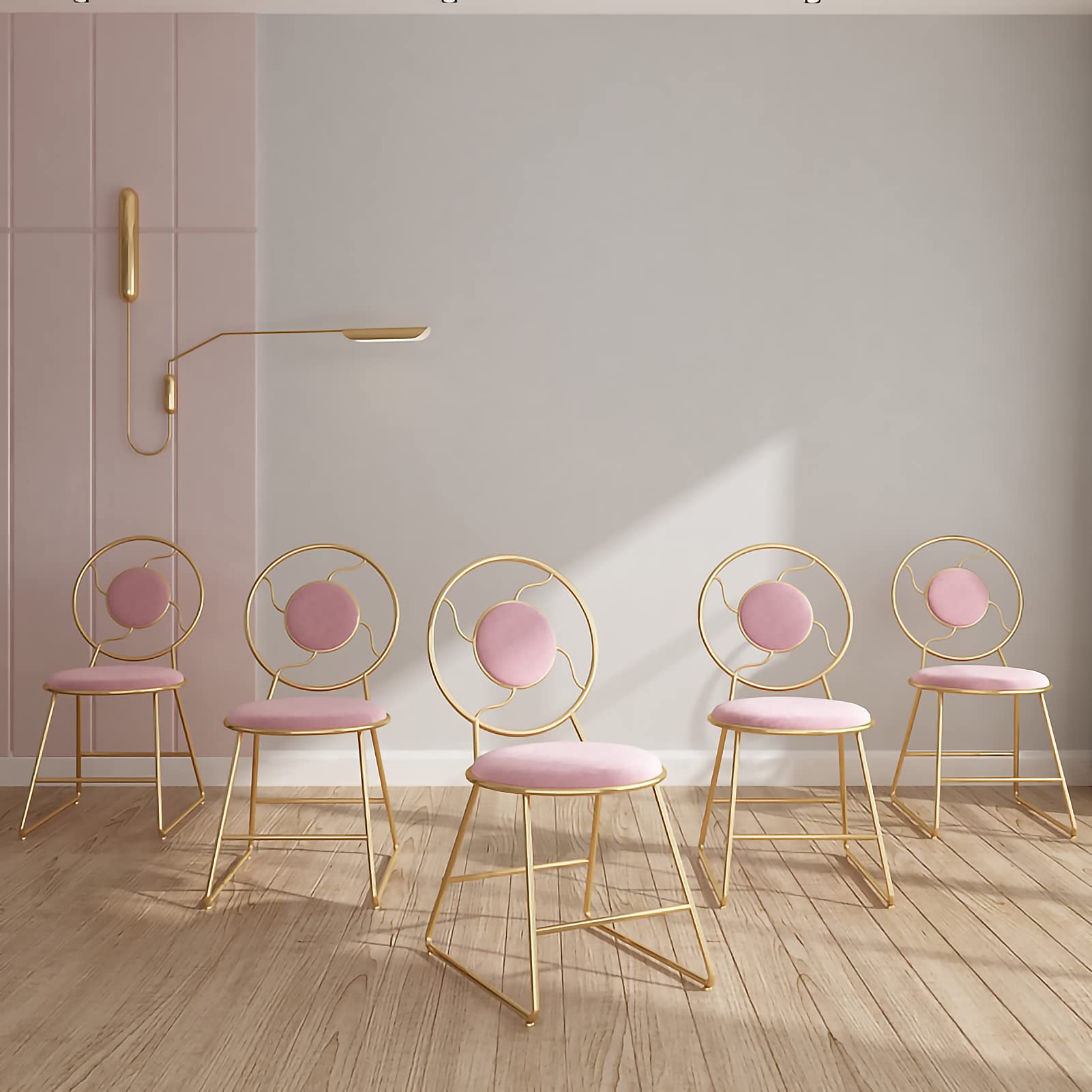 Modern Dining Chairs Set of 2 - Upholstered Fabric Armless Side Chairs with Sturdy Metal Legs & Iron Art Back Design for Kitchen, Cafe, Living Room & Bedroom | Perfect for Small Spaces, Breakfast Nooks & Contemporary Dining Areas