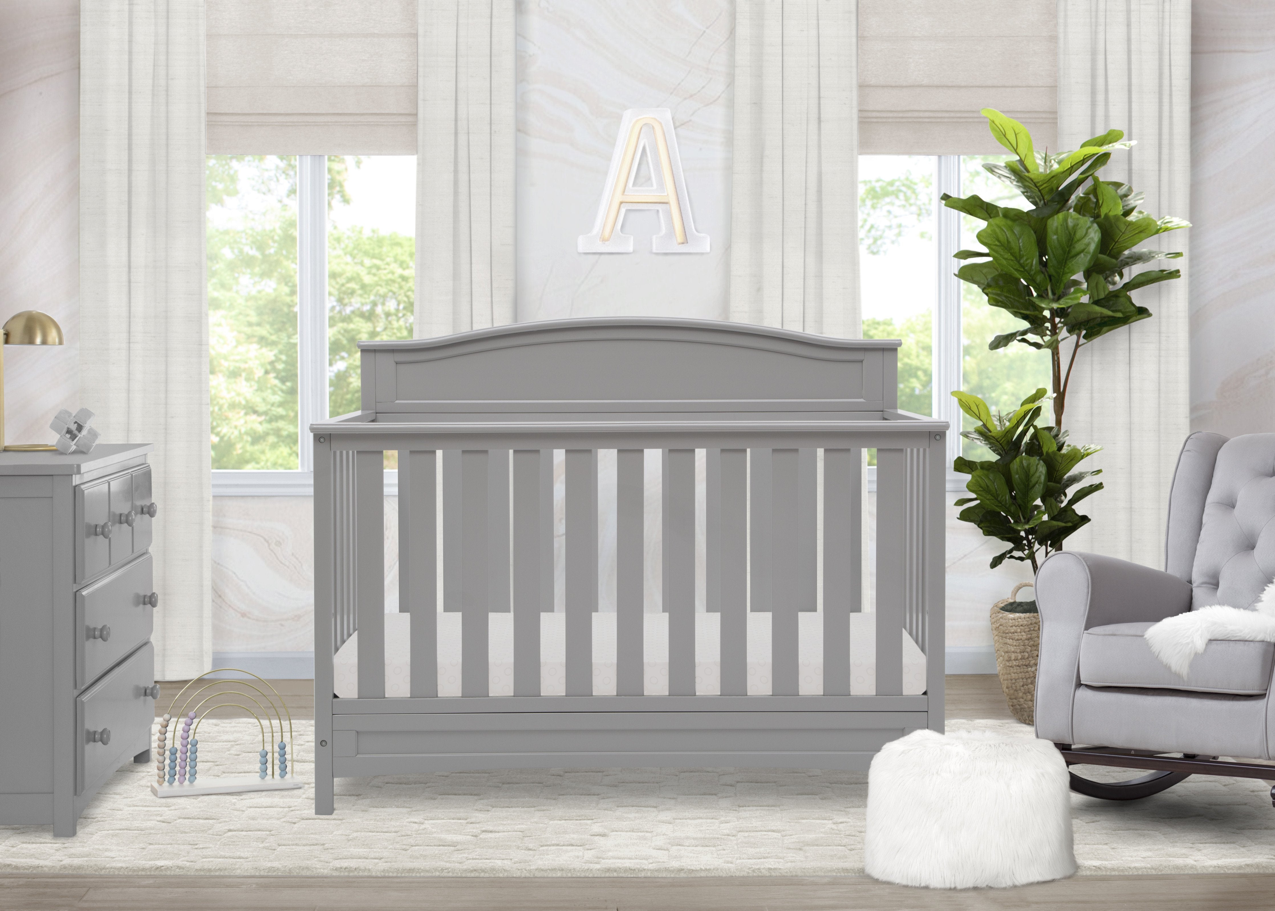 Emery Deluxe 6-in-1 Convertible Baby Crib - Toddler Bed, Daybed & Full-Size Bed - Modern Nursery Furniture for Newborns to Teens - Perfect for Small Spaces & Growing Families