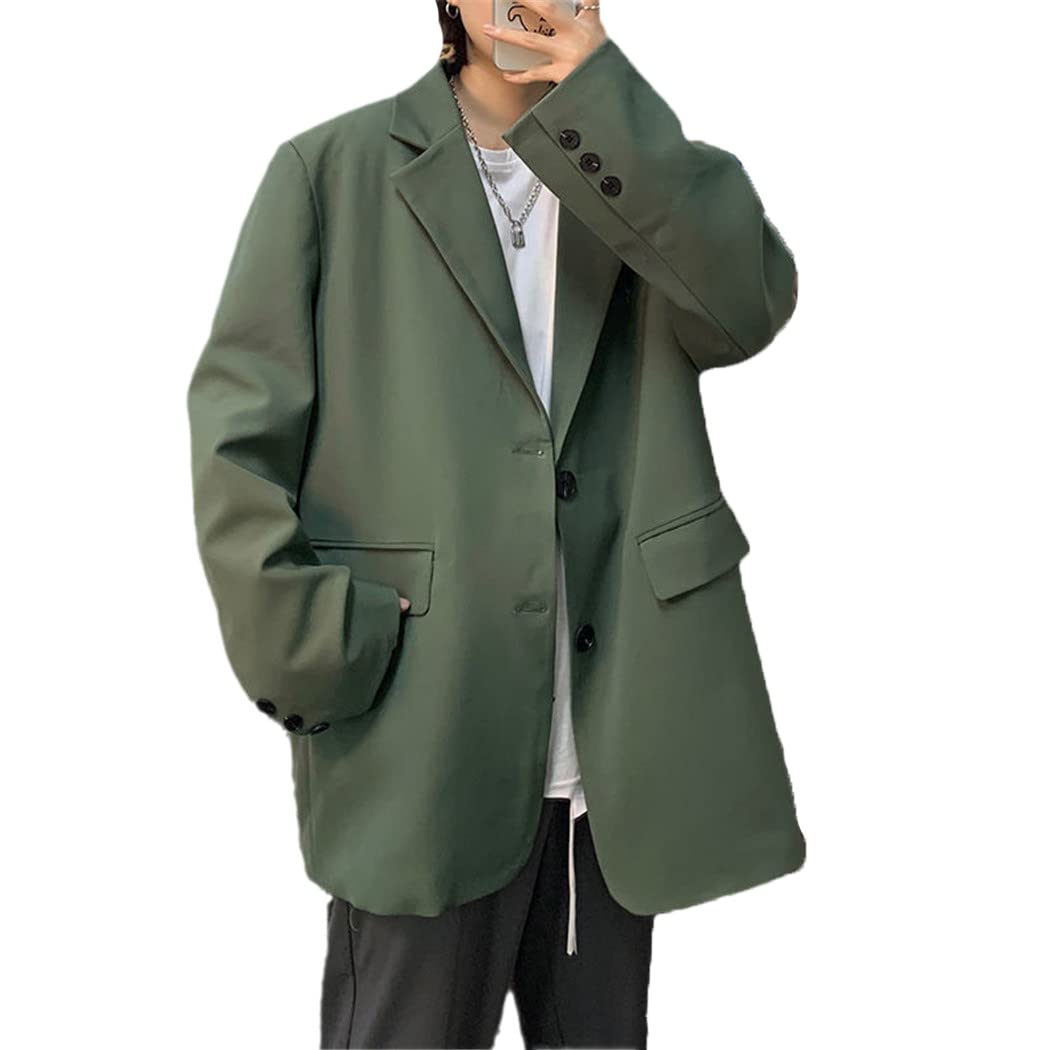 Korean Style Men's Solid Color Blazer - Business Casual Suit Jacket for Office & Streetwear | Slim Fit Loose Dress Jackets for Work, Dating & Night Out