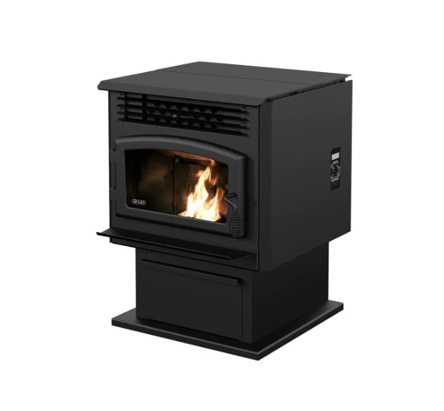 Drolet Eco 55 Pellet Stove with 3 Ground Floor Kit DP00070KVG - Efficient Home Heating for Living Rooms, Basements & Cabins
